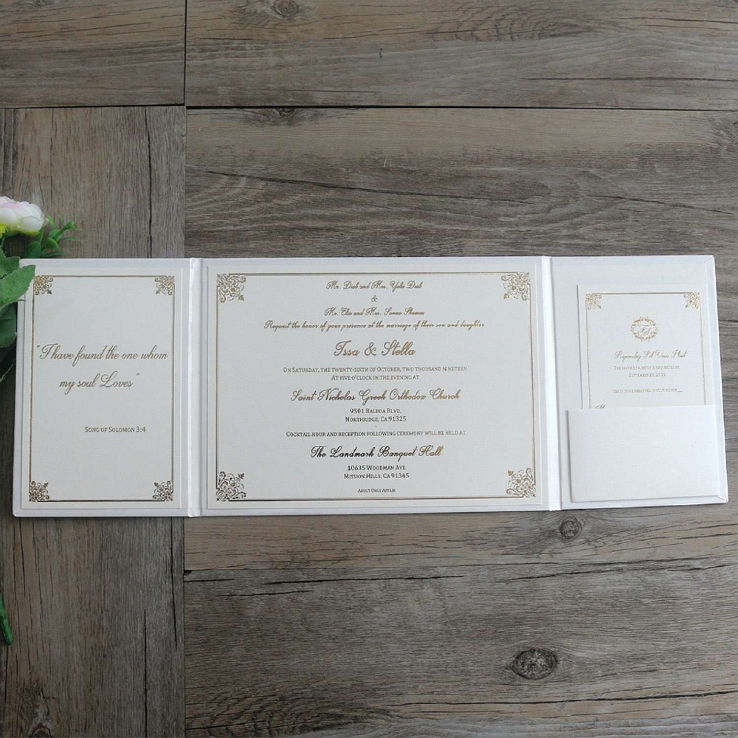 White Invitation Card With Hard Cover Elegant Invitation With Paper Pocket